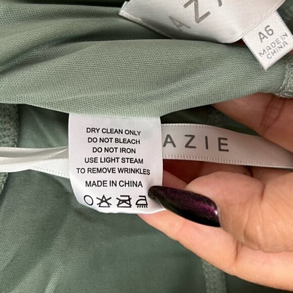 Azazie - Matcha Fitted Pleated Mesh Bridesmaid Dress - Matcha. Size:A6. (1605) - Picture 5 of 16